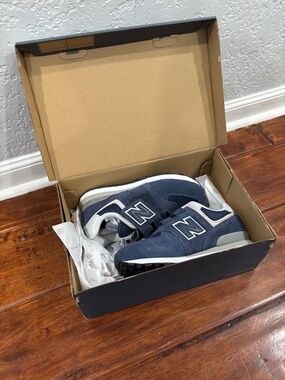 Unused New Balance 574 Kids Size 13 Wide Blue Velcro Sneaker W/ Box NWOB